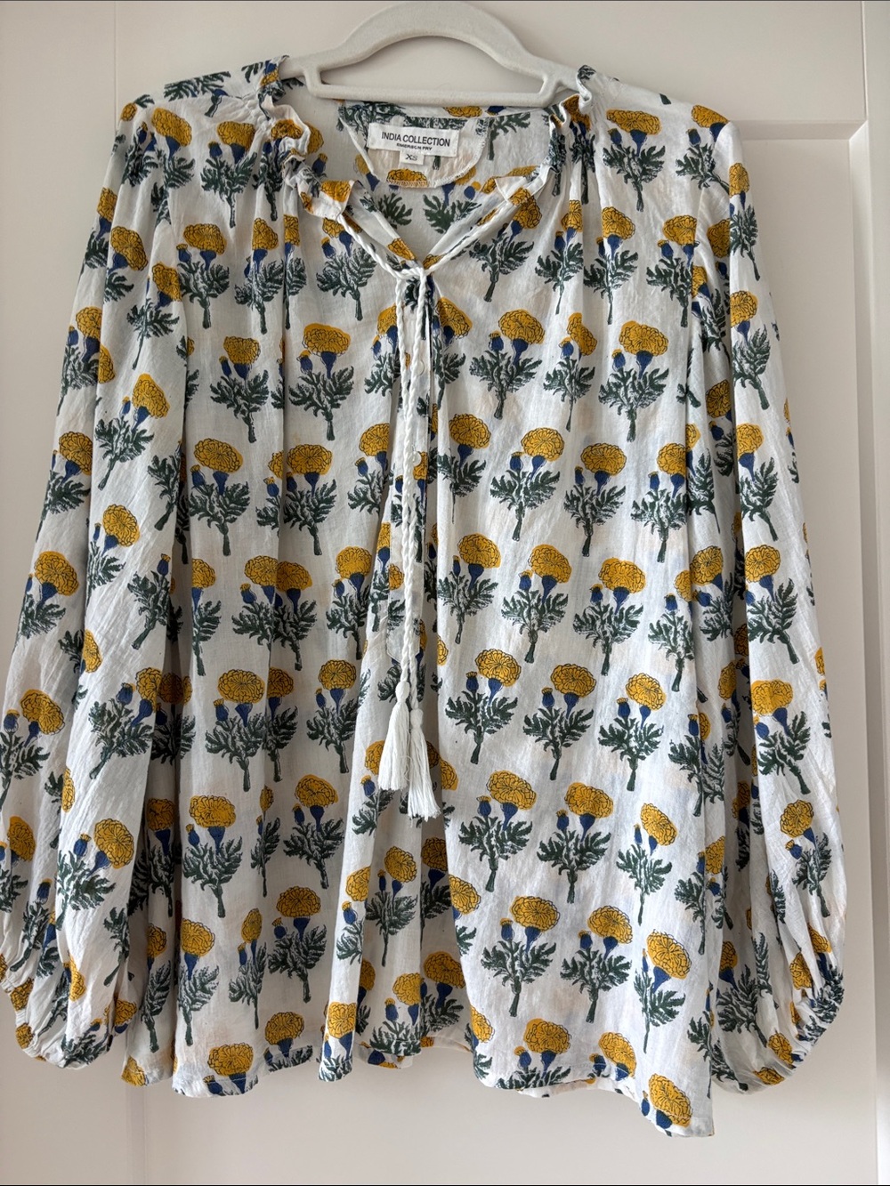 India Collection Emerson Marigold Block Print Blouse